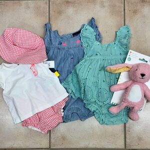 GAP Kids Bodysuits Set - White, Pink, Blue, Green